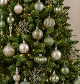 Frosted Spirit Christmas Baubles 50 Pack - Green
