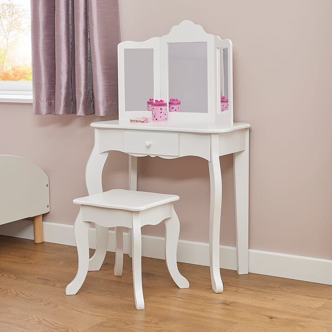 Liberty House Toys Kids White Vanity Table and Stool Set
