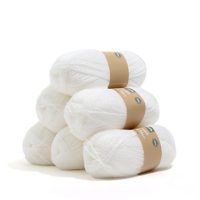 Crafty Things Double Knit Yarn 100g - White Sparkle x6