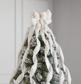 Festive Feeling Ribbon Tree Topper - White