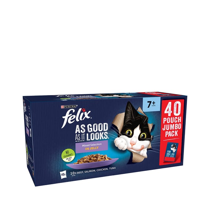 Felix As Good As it Looks 7+ Mixed Selection in Jelly Wet Cat Food Pouches 40 x 85g
