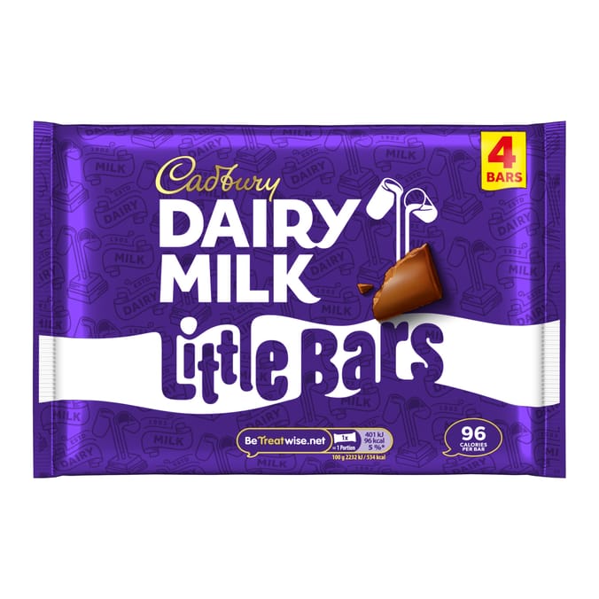 Cadbury Dairy Milk Little Bars Chocolate Bar 4 Pack Multipack 72g