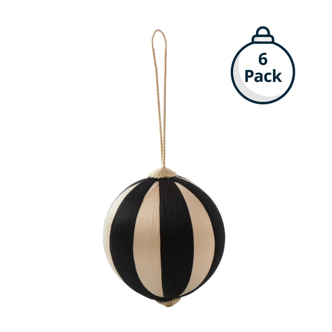 Festive Feeling Satin Stripe Christmas Bauble 6 Pack