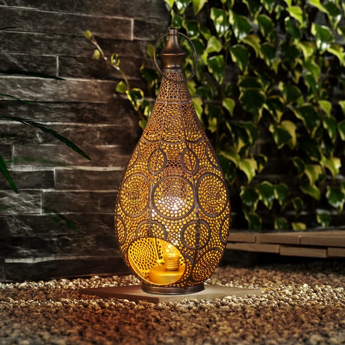 Firefly Metal Teardrop Lantern Solar Light