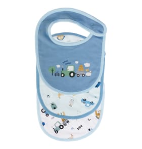 Pure Baby Shoulder Bibs 3 Pack - Blue & White