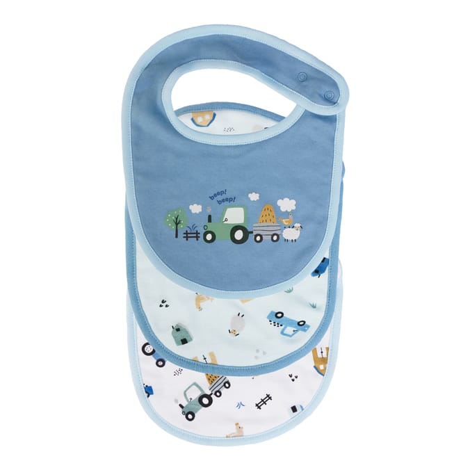 Pure Baby Shoulder Bibs 3 Pack - Blue & White