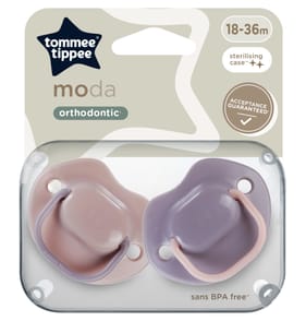 Tommee Tippee Moda Soothers With Steriliser Pod 18-36m - Purple
