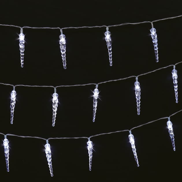 Prestige 40 LED Icicle Lights Cool White Home Bargains