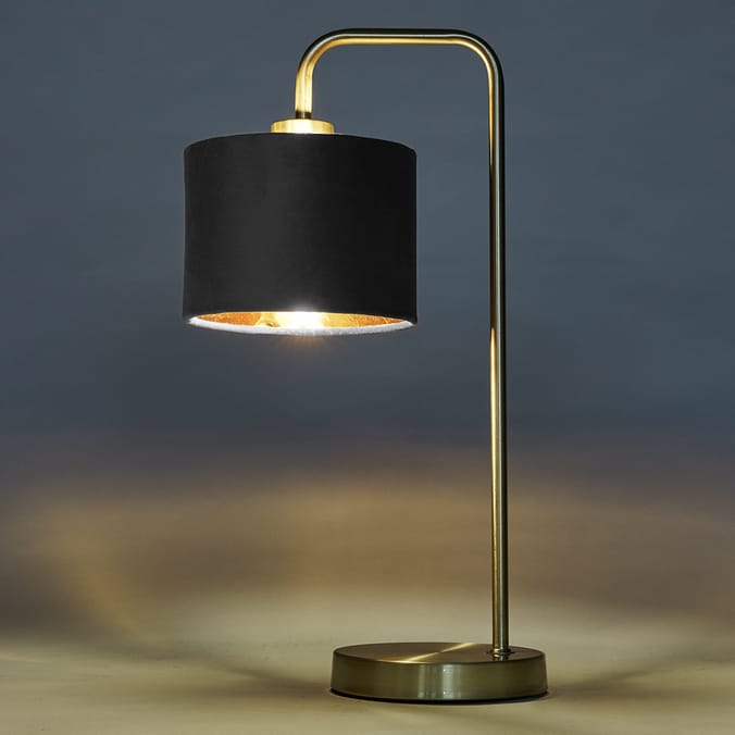 Home Collections Velvet Brass Table Lamp - Grey