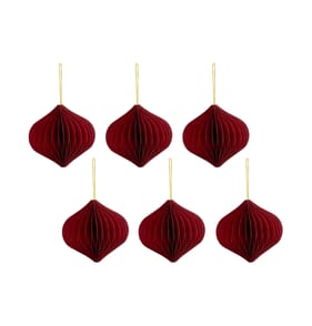 Festive Feeling 6 Pack Paper Decorations - Red