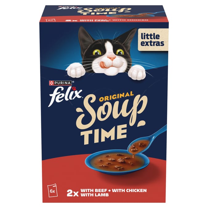 Felix Soup Farm Selection Wet Cat Food 6 x 48g - Chicken, Beef and Lamb
