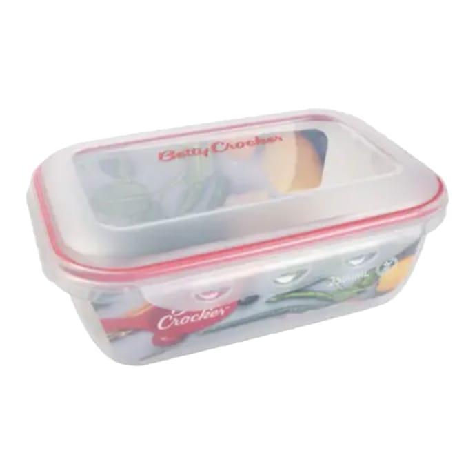 Betty Crocker 1300ml Rectangular Food Container Transparent & Red