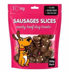 I Love My Pet Sausages Slices Meaty Beef Dog Treats 300g