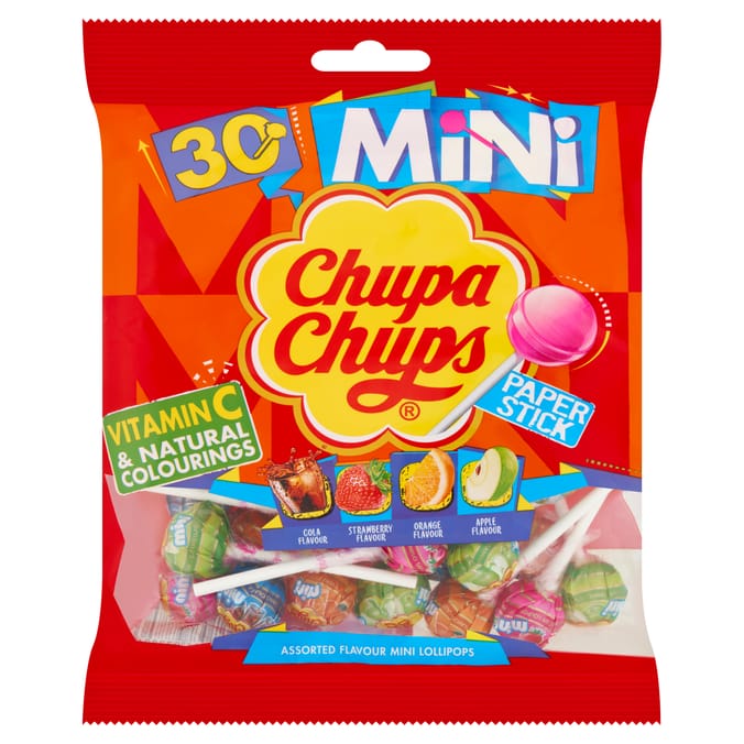 Chupa Chups 30 Assorted Flavour Mini Lollipops 180g