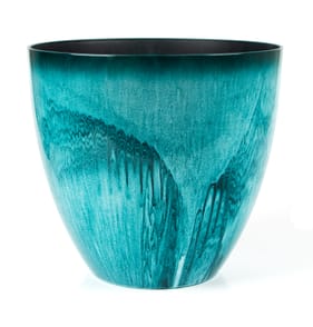 Jardin Glaze Effect Plastic Planter 33cm - Green