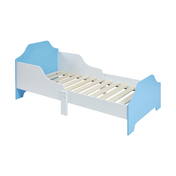 Liberty House Toys Two Tone Toddler Bed and 9 Bin Storage Unit Set - White & Blue
