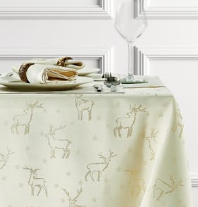 Home Collections Jacquard Table Cloth  - Gold Stag 132 x 178cm
