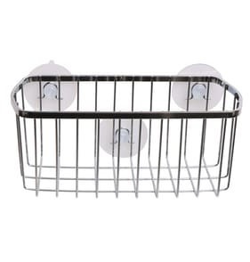 Bathroom Suction Shower Caddy - Silver
