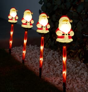 Prestige Battery Operated LED Candy Cane Stake Lights 4 Pack - Santa