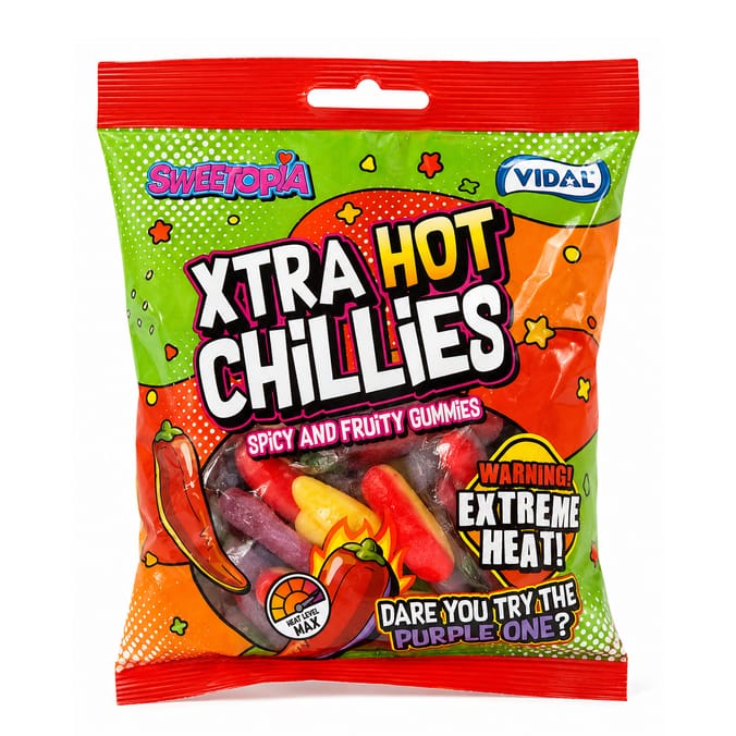 Vidal Xtra Hot Chillies Spicy And Fruity Gummies 140g