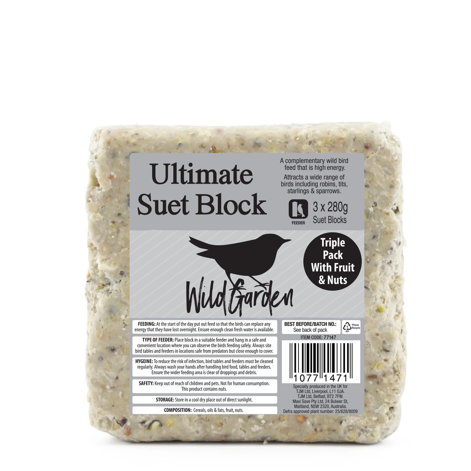 Wild Garden Ultimate Suet Block 3 x 280g | Home Bargains