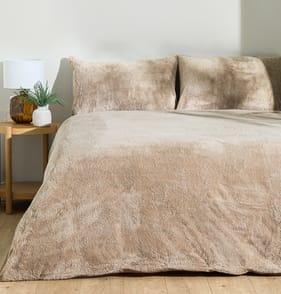 The Winter Warmer Collection Teddy Double Duvet Set - Latte  