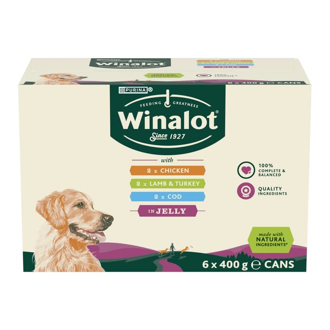 Winalot Classics Mixed in Jelly with Cod Wet Dog Food 6 x 400g