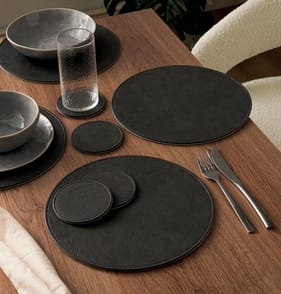 Home Collections Round Placemat And Coasters 8 Pack - Black