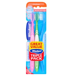 Wisdom Medium Regular Plus Toothbrushes 3 Pack