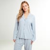 Originals Ladies Blue Ribbed Button Down Pyjama Set 
