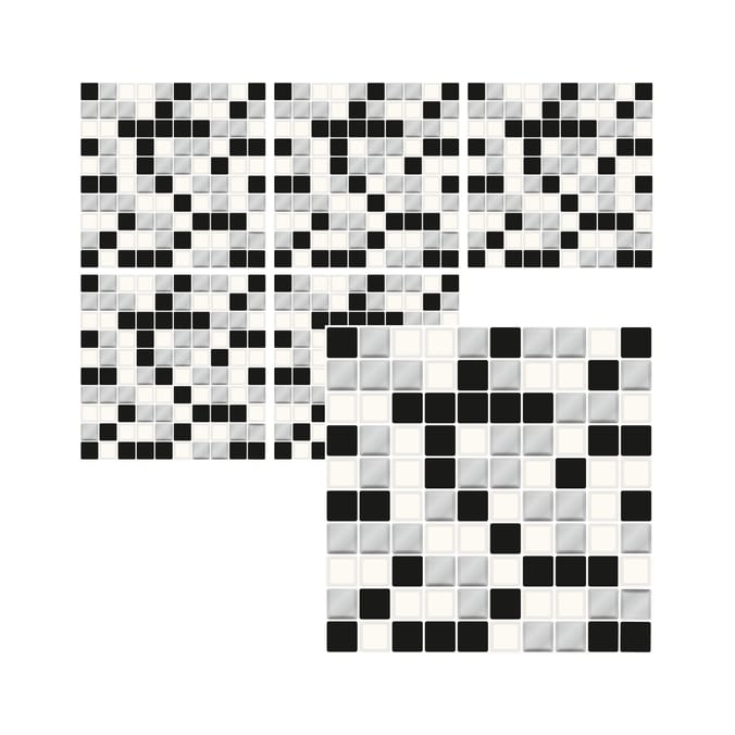 Stick Ease Self-Adhesive Vinyl Wall Tiles 3 Pack - Glass Mosaic x2