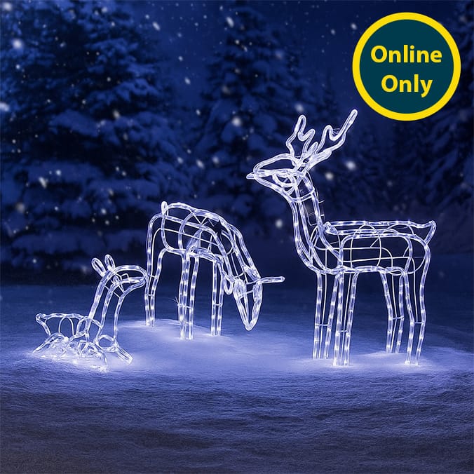 Prestige Mains Operated LED Iridescent Reindeer Family