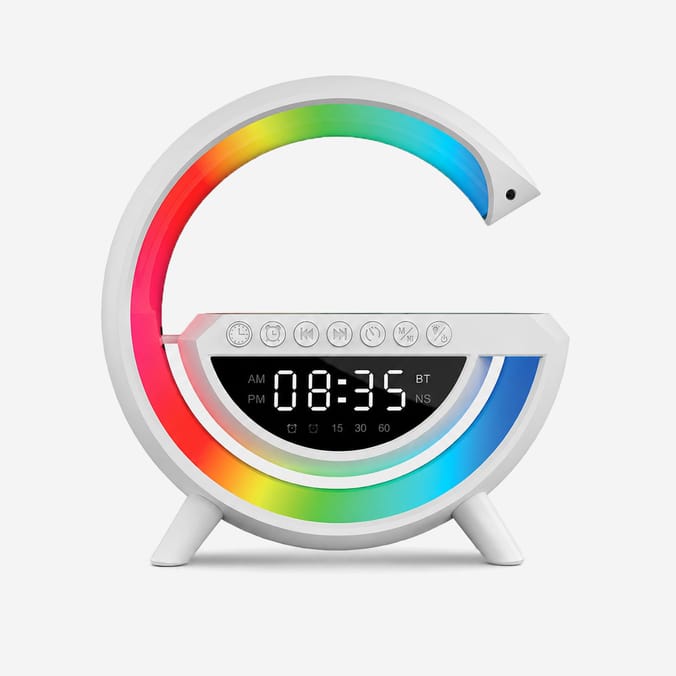 Equatech Rechargeable LED Wireless Charging Speaker with Alarm Clock