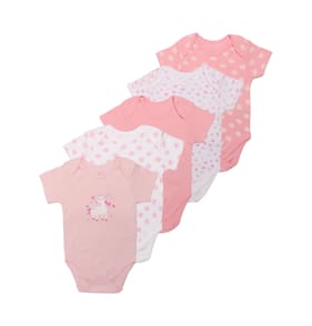 Pure Baby Pink Body Suit 5 Pack 9-12 Months