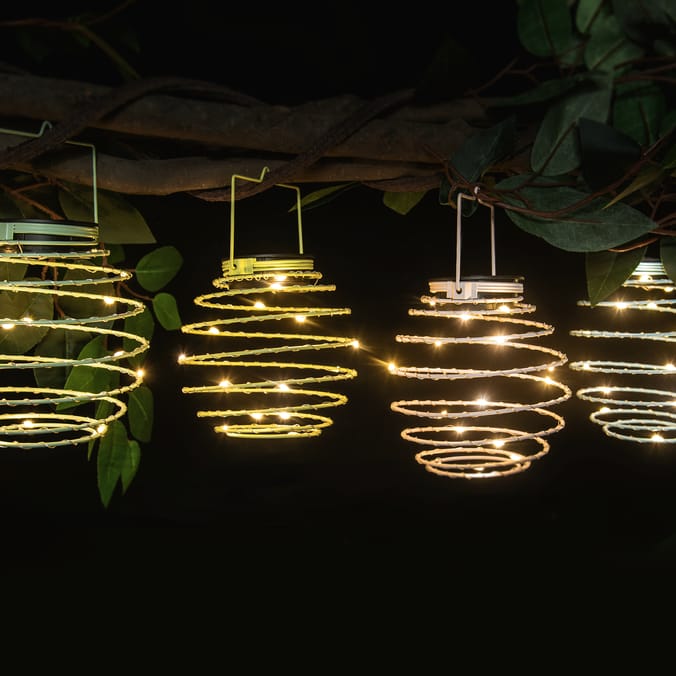 Firefly Assorted Colour Hanging Spiral Solar Lights 4 Pack
