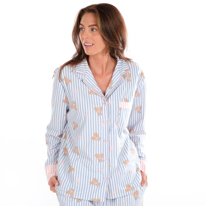 Originals Ladies Blue Stripe Bear Pyjamas