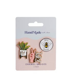 Hand Made With Love Enamel Badges - Good Vibes Only
