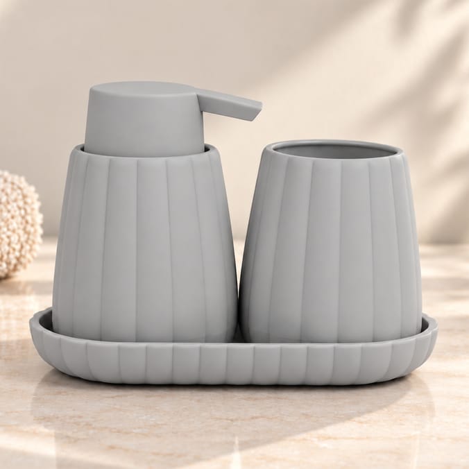 Bath Soap Dispenser, Tumbler & Tray Set