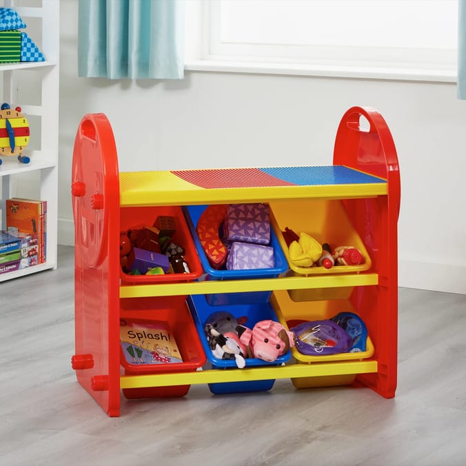 Liberty House Toys 6-Bin Storage Organiser Unit With Construction Tabletop