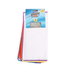 Power Action Microfibre Dish Cloths 5 Pack