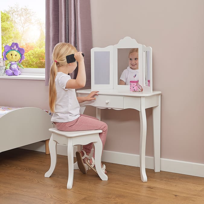 Liberty House Toys Kids White Vanity Table and Stool Set