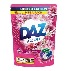 Daz All-in-1 Whites & Colours Laundry Pods 60 Washes - Pink Explosion