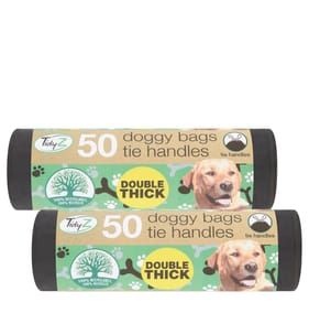 TidyZ 50 Doggy Bags Tie Handles x2