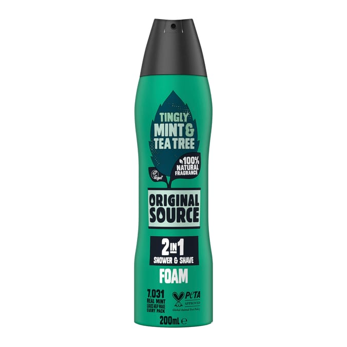 Original Source 2 In 1 Shower & Shave Foam 200ml - Mint & Tea Tree