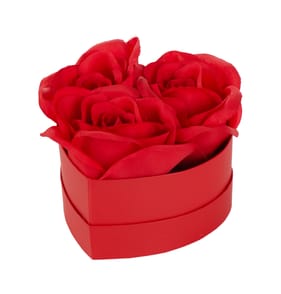 With Love Heart Shaped Box Roses - Red