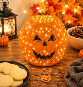 Light-Up Pumpkin Biscuit Tin 250g