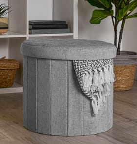 Home Collections Chenille Round Storage - Grey