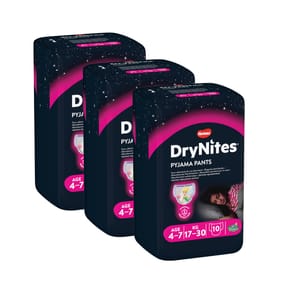 Huggies DryNites Girls Pyjama Pants10'S Age 4-7 x3