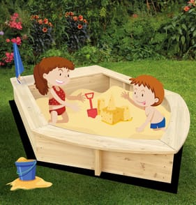 Liberty House Toys Kids Boat Sandpit with Seating and Cover