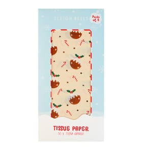 Sleigh Bells Christmas Pudding Tissue Paper 6 Sheets